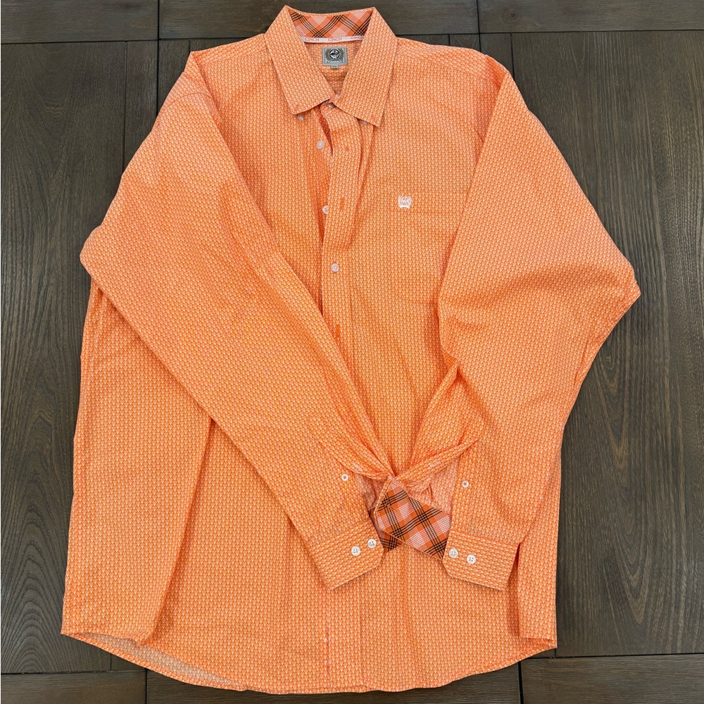 Men’s Cinch button down shirt, orang, XL
